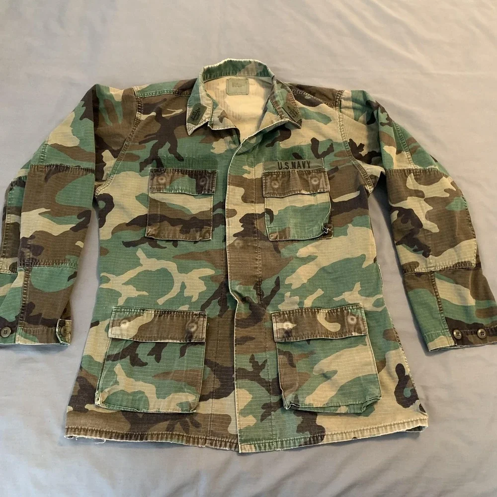 Vintage American Apparel Jacket Mens Medium Tall Green Camo Hot Weather BDU 90s